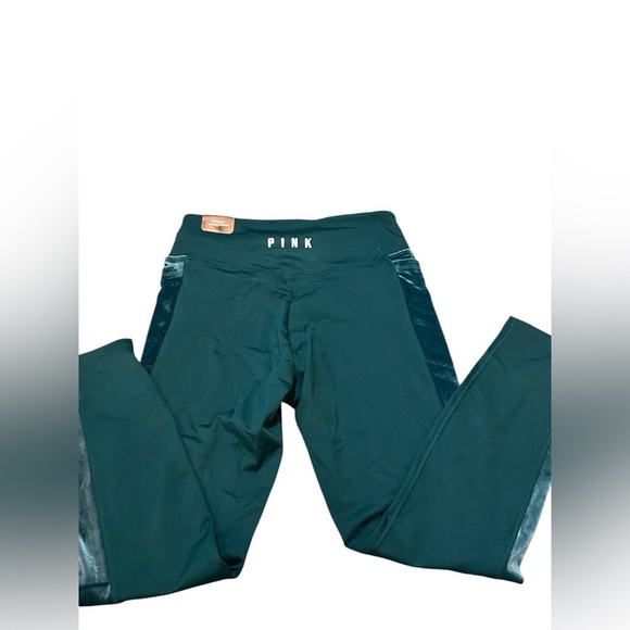 PINK Victoria's Secret Cozy Velvet Velour Fleece Lined Leggings Size M Green NWT - Picture 8 of 9